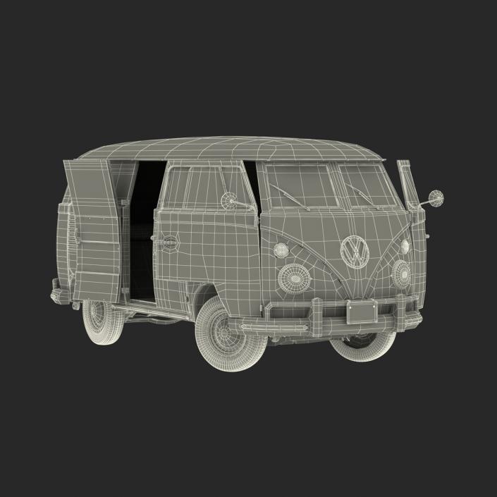 3D model Volkswagen Type 2 Panel Van Rigged Green