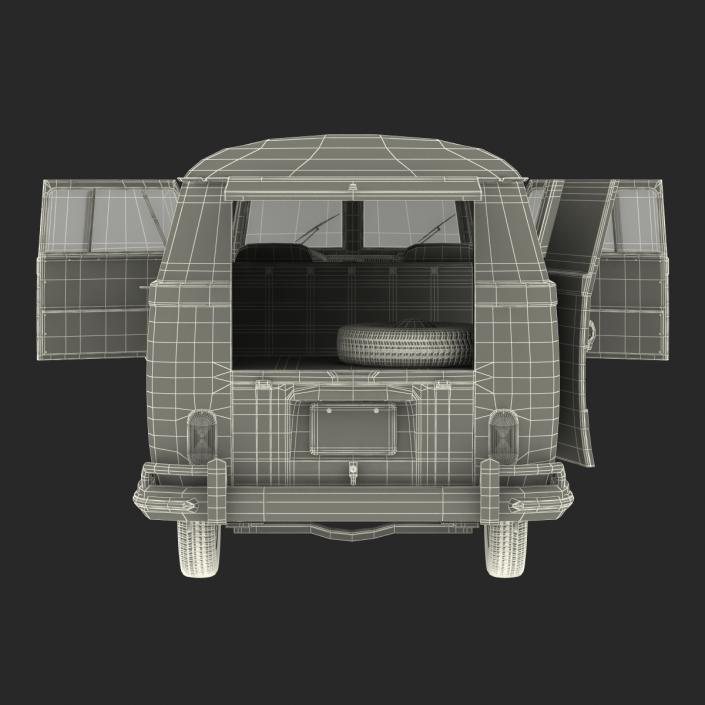 3D model Volkswagen Type 2 Panel Van Rigged Green