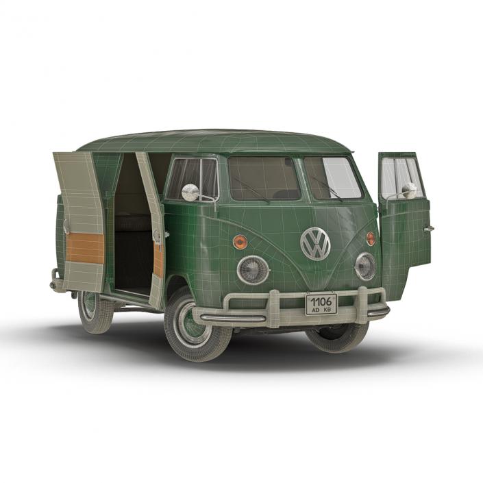 Volkswagen Type 2 Panel Van Rigged Green 2 3D