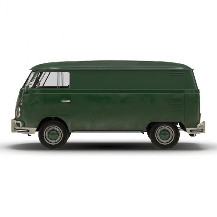 Volkswagen Type 2 Panel Van Rigged Green 2 3D