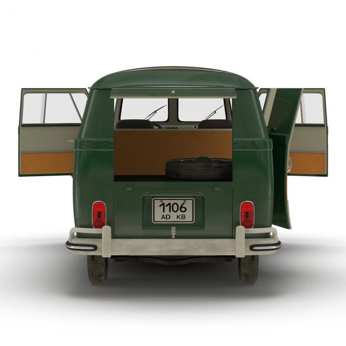 Volkswagen Type 2 Panel Van Rigged Green 2 3D