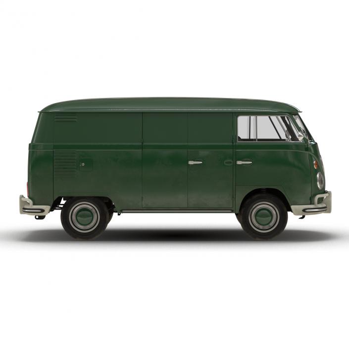 Volkswagen Type 2 Panel Van Rigged Green 2 3D