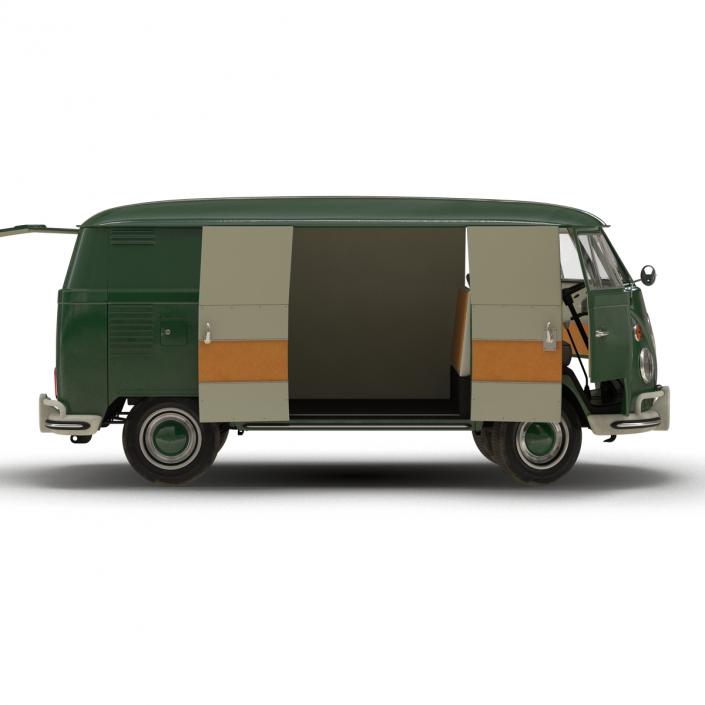 Volkswagen Type 2 Panel Van Rigged Green 2 3D