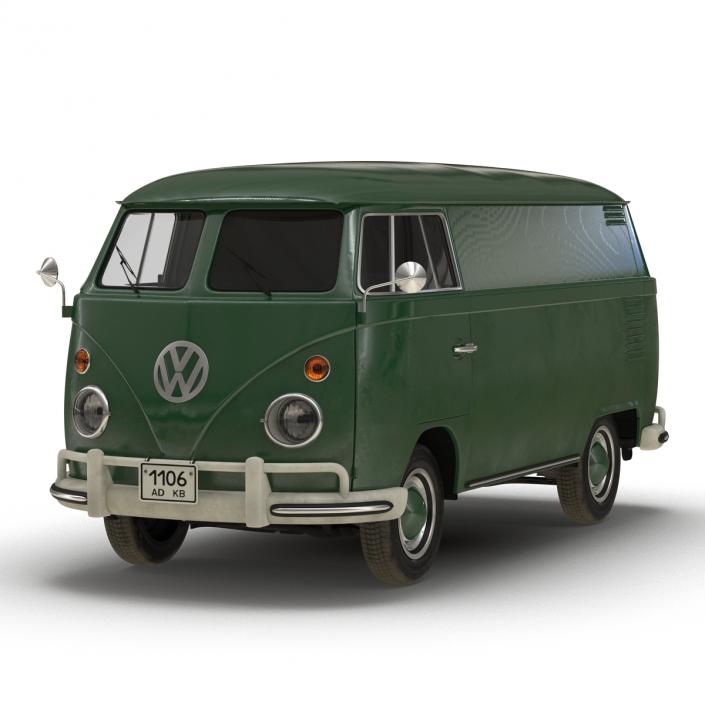 Volkswagen Type 2 Panel Van Rigged Green 2 3D