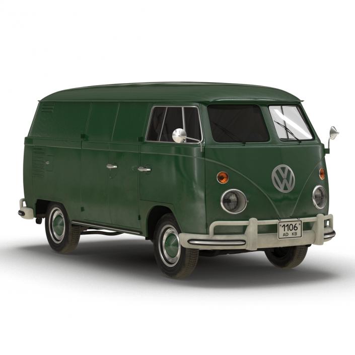 Volkswagen Type 2 Panel Van Rigged Green 2 3D