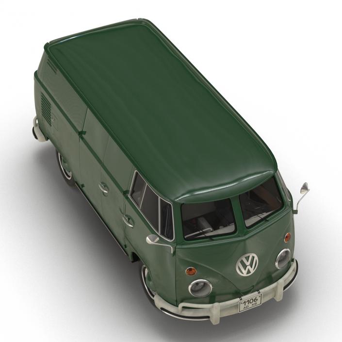 Volkswagen Type 2 Panel Van Rigged Green 2 3D