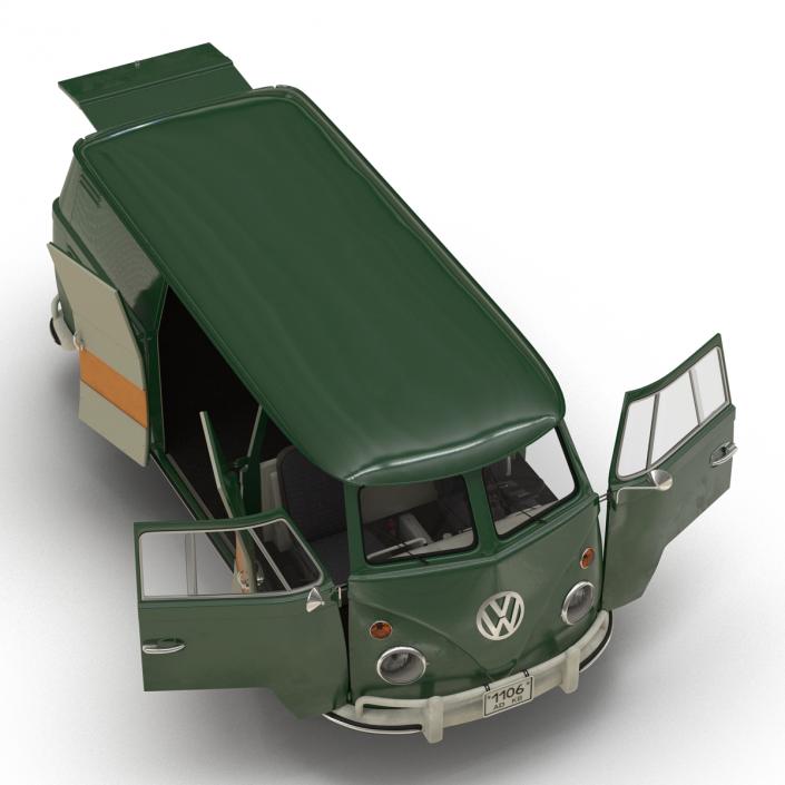 Volkswagen Type 2 Panel Van Rigged Green 2 3D