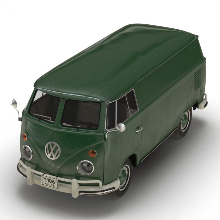 Volkswagen Type 2 Panel Van Rigged Green 2 3D