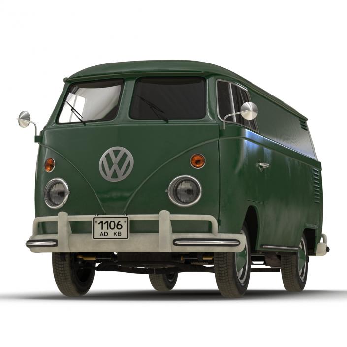 Volkswagen Type 2 Panel Van Rigged Green 2 3D