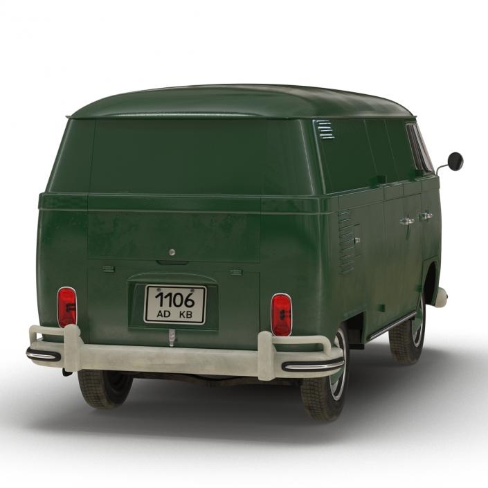 Volkswagen Type 2 Panel Van Rigged Green 2 3D