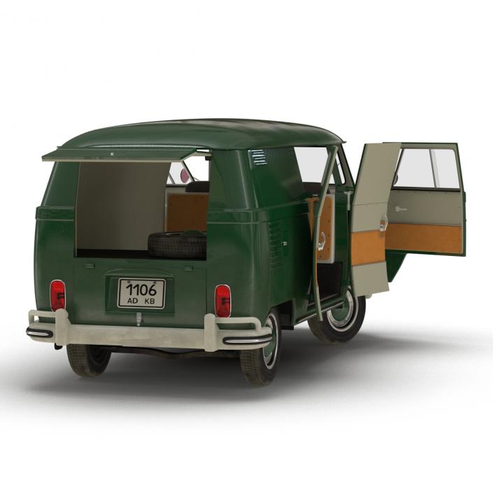 Volkswagen Type 2 Panel Van Rigged Green 2 3D