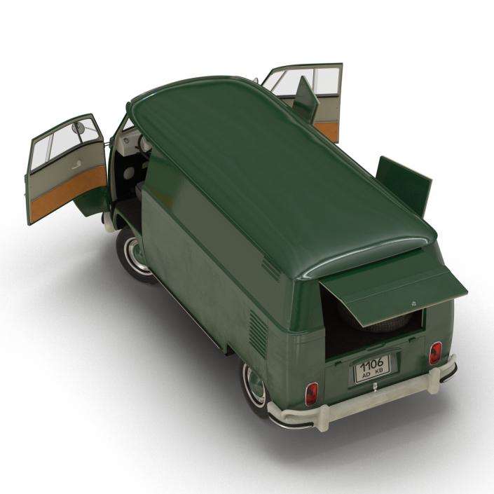 Volkswagen Type 2 Panel Van Rigged Green 2 3D