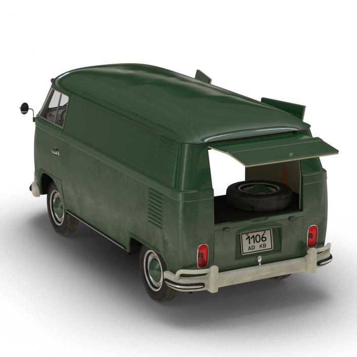 Volkswagen Type 2 Panel Van Rigged Green 2 3D