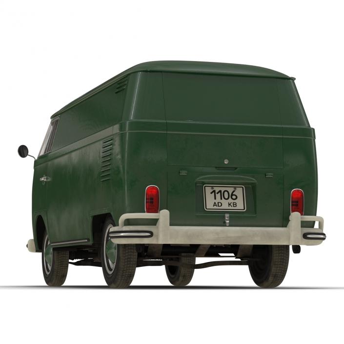 Volkswagen Type 2 Panel Van Rigged Green 2 3D