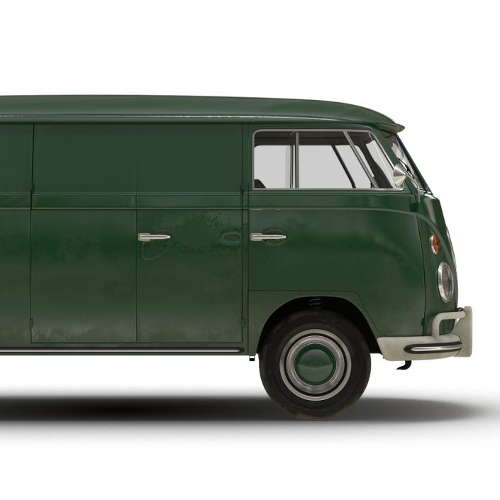 Volkswagen Type 2 Panel Van Rigged Green 2 3D