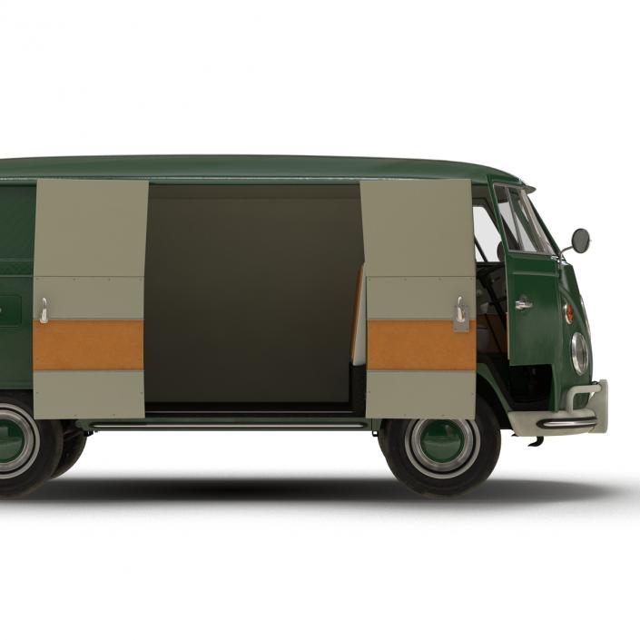 Volkswagen Type 2 Panel Van Rigged Green 2 3D