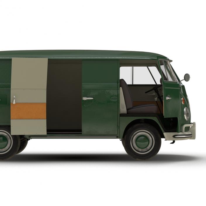 Volkswagen Type 2 Panel Van Rigged Green 2 3D