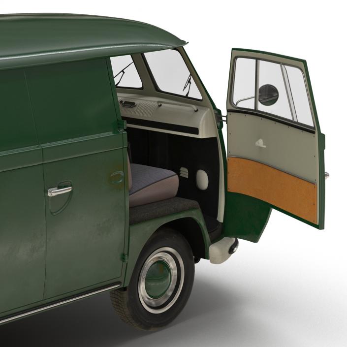 Volkswagen Type 2 Panel Van Rigged Green 2 3D