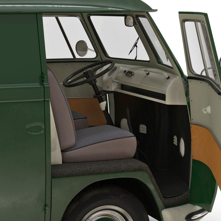 Volkswagen Type 2 Panel Van Rigged Green 2 3D