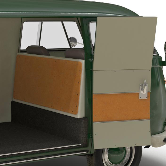 Volkswagen Type 2 Panel Van Rigged Green 2 3D