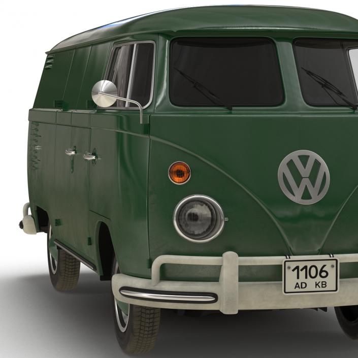 Volkswagen Type 2 Panel Van Rigged Green 2 3D