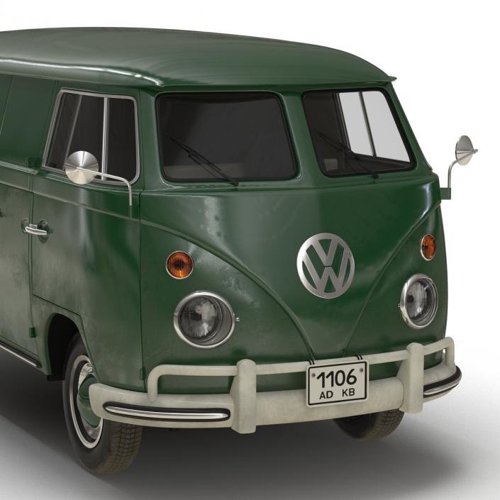 Volkswagen Type 2 Panel Van Rigged Green 2 3D