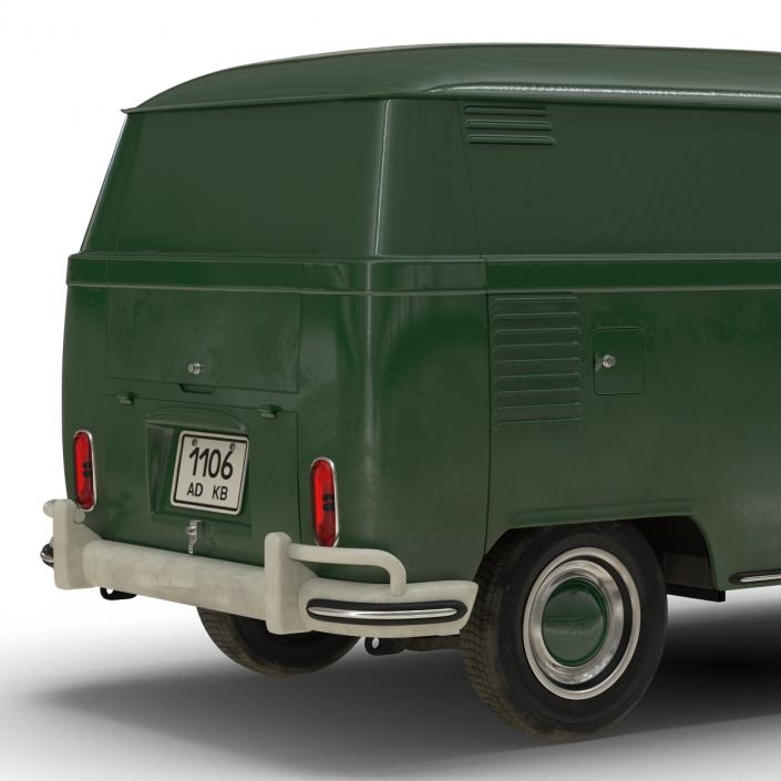 Volkswagen Type 2 Panel Van Rigged Green 2 3D