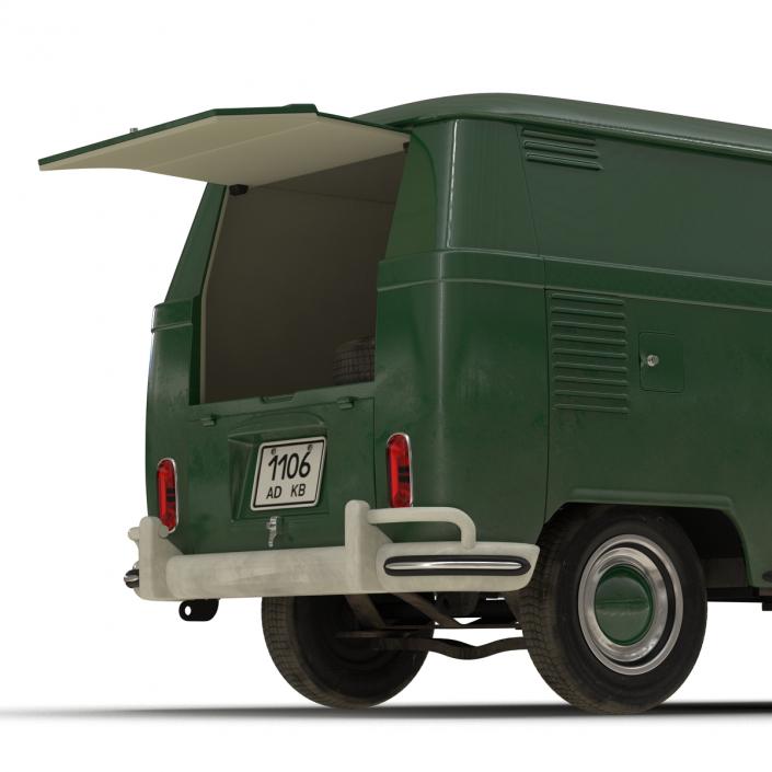 Volkswagen Type 2 Panel Van Rigged Green 2 3D