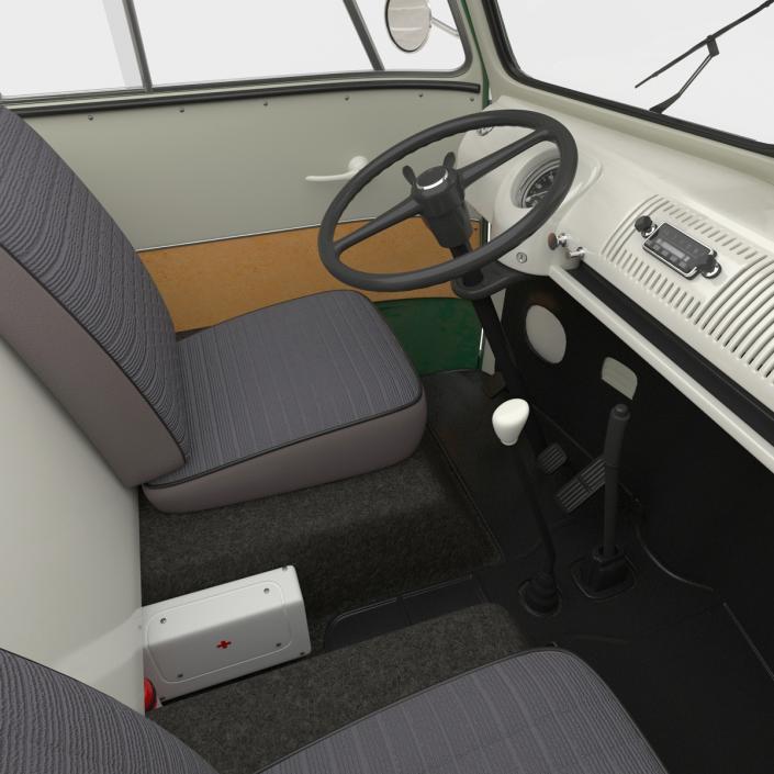 Volkswagen Type 2 Panel Van Rigged Green 2 3D