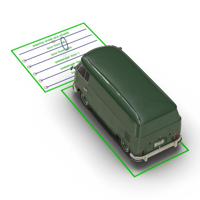 Volkswagen Type 2 Panel Van Rigged Green 2 3D