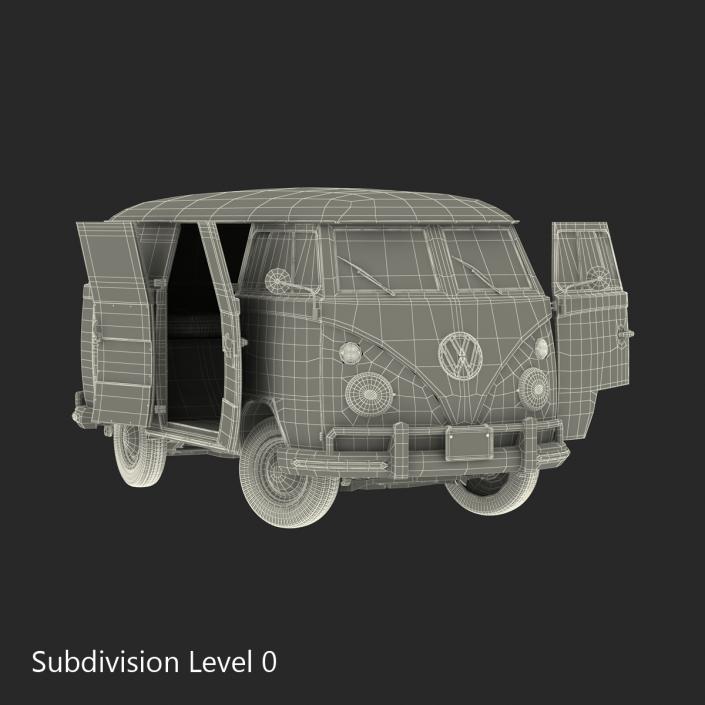 Volkswagen Type 2 Panel Van Rigged Green 2 3D