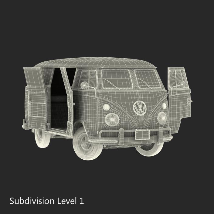 Volkswagen Type 2 Panel Van Rigged Green 2 3D