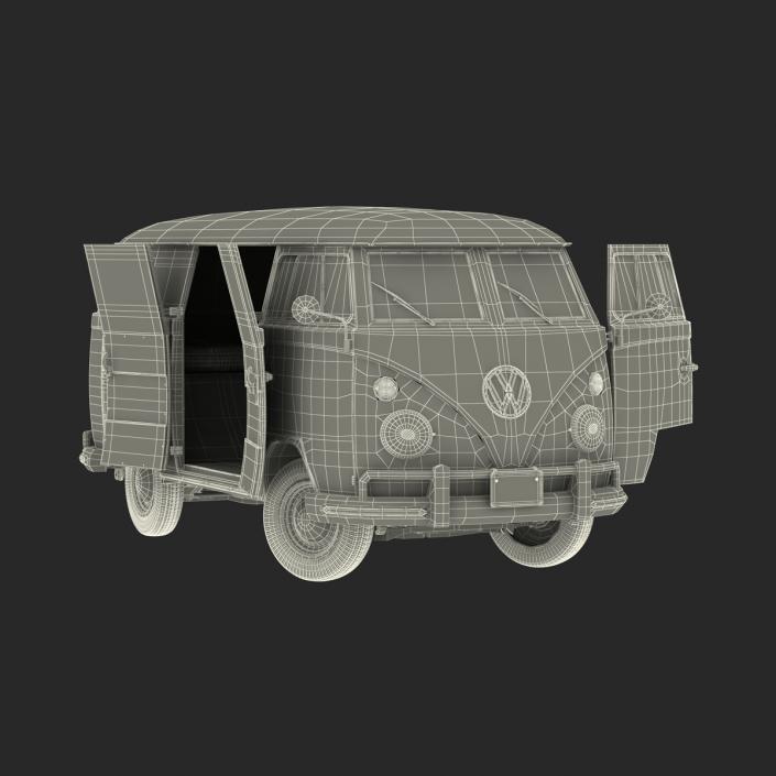 Volkswagen Type 2 Panel Van Rigged Green 2 3D