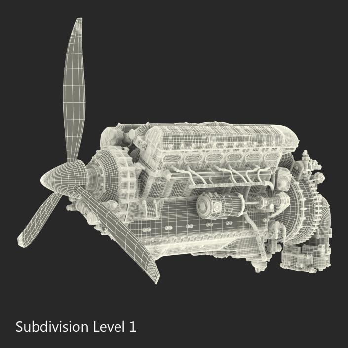 3D model Piston Aero Engine 2