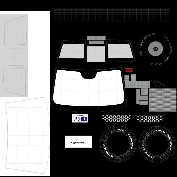 3D Dodge Ram Rebel 2016 Pikup Rigged model