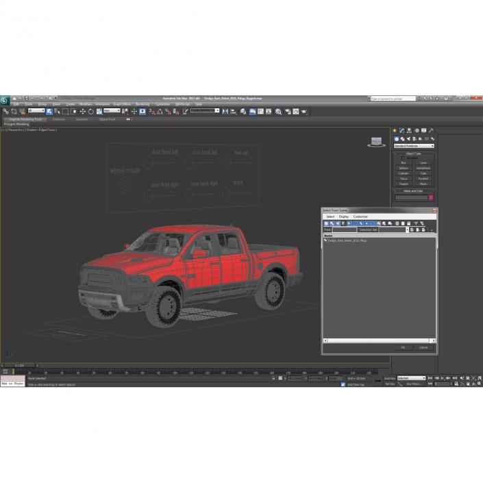 3D Dodge Ram Rebel 2016 Pikup Rigged model