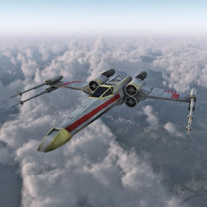 Star Wars X-Wing Starfighter Rigged Yellow 3D