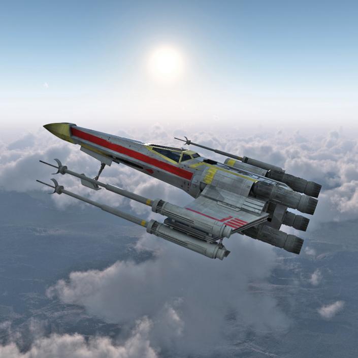 Star Wars X-Wing Starfighter Rigged Yellow 3D