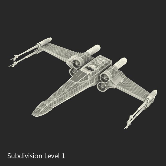 Star Wars X-Wing Starfighter Rigged Yellow 3D