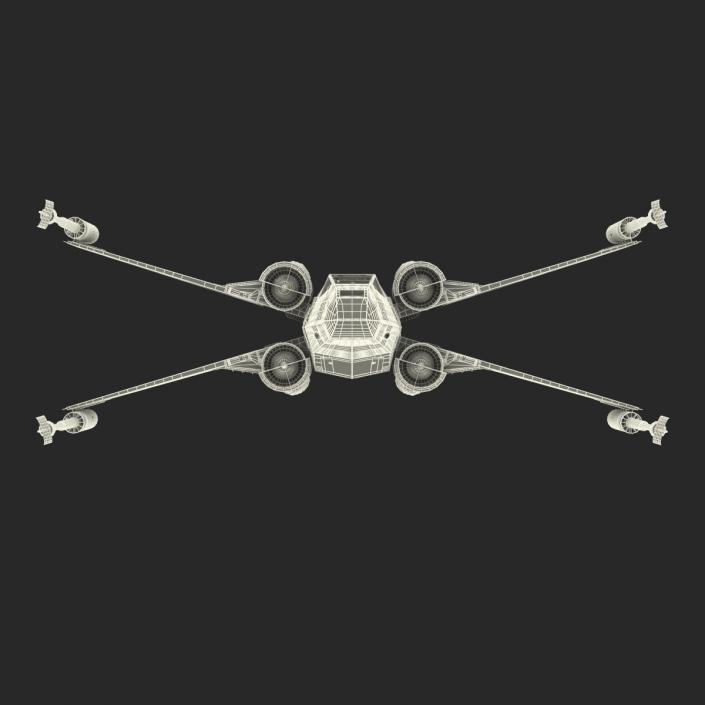 Star Wars X-Wing Starfighter Rigged Yellow 3D