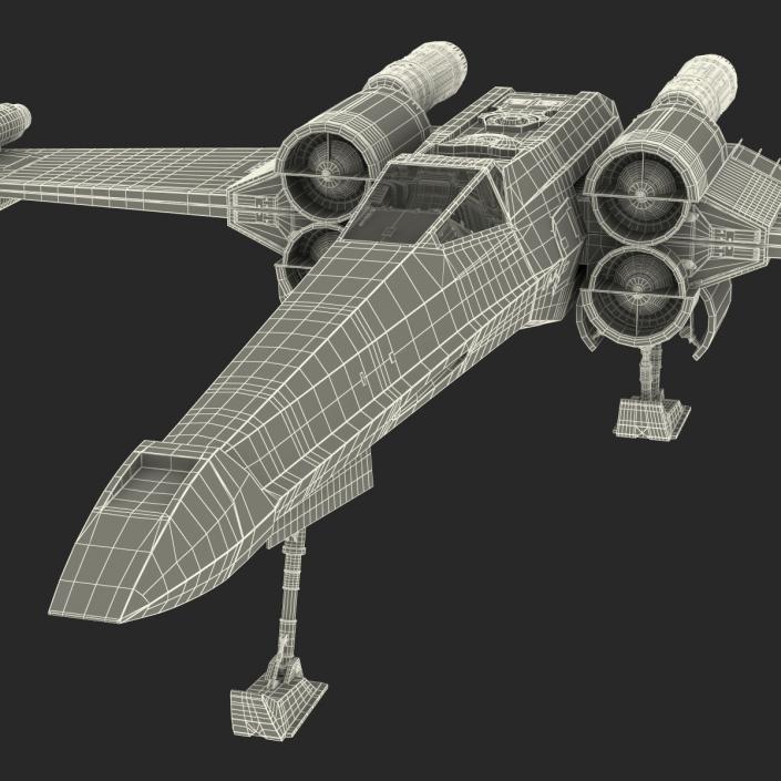 Star Wars X-Wing Starfighter Rigged Yellow 3D