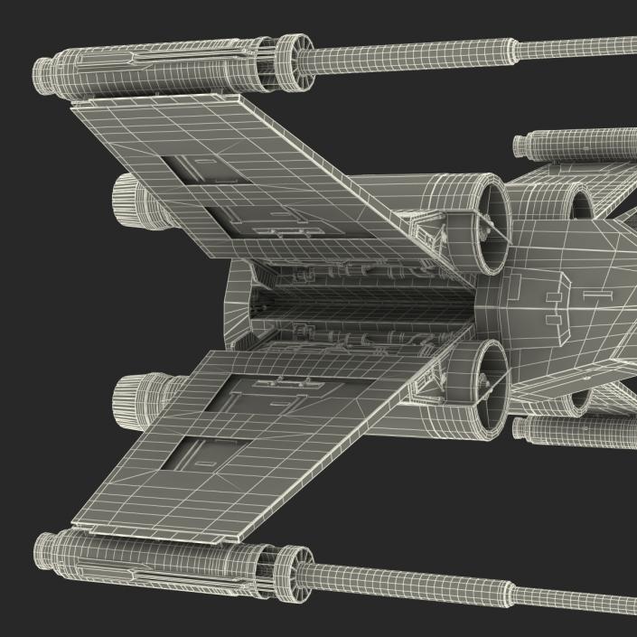 Star Wars X-Wing Starfighter Rigged Yellow 3D