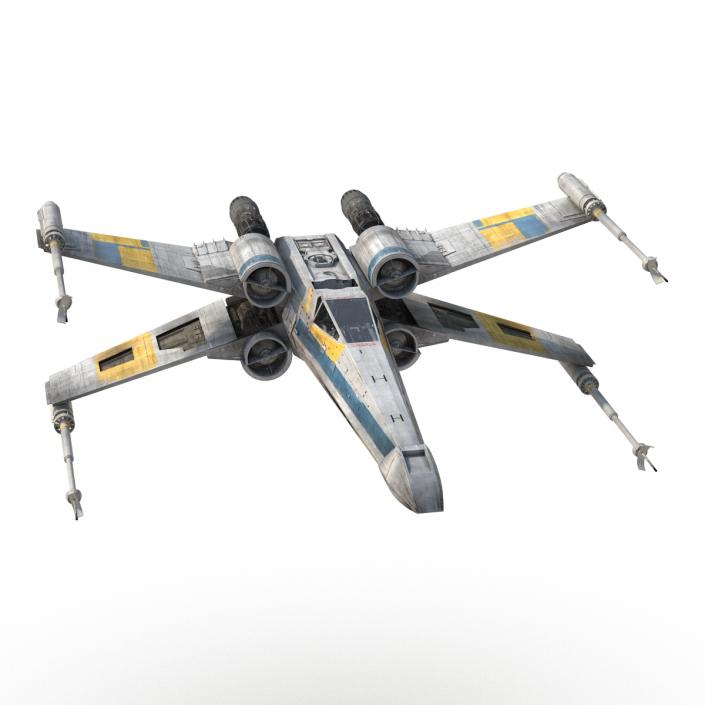 3D Star Wars X-Wing Starfighter Blue model