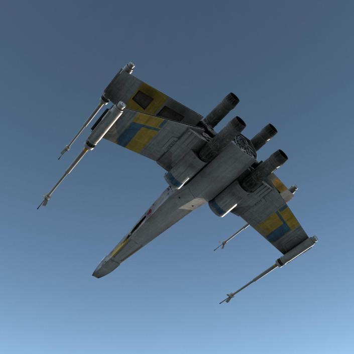 3D Star Wars X-Wing Starfighter Blue model