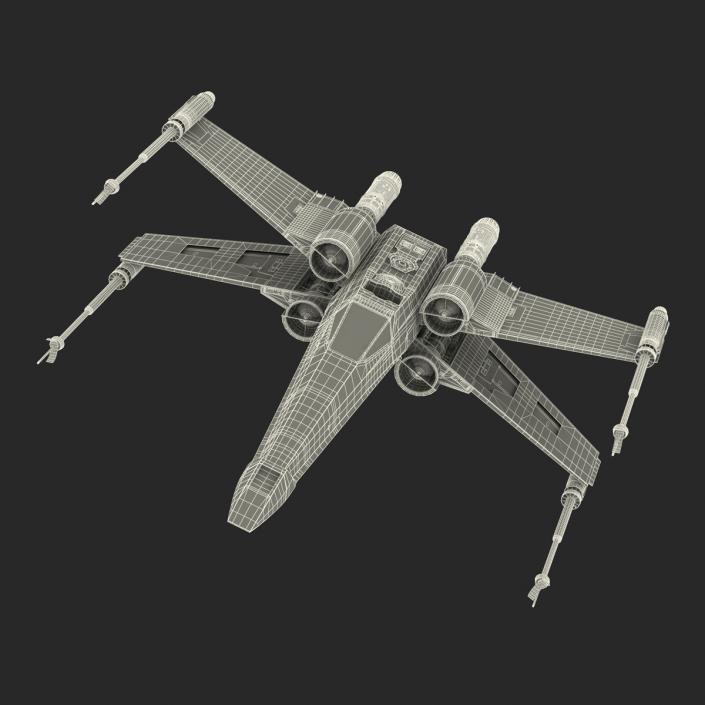 3D Star Wars X-Wing Starfighter Blue model