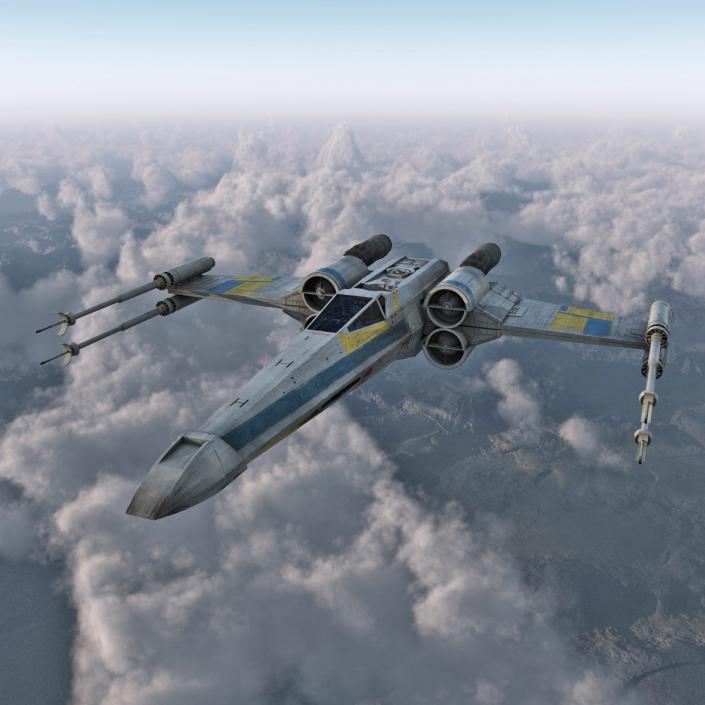 3D model Star Wars X-Wing Starfighter Blue 2