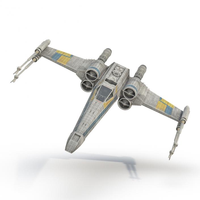 3D model Star Wars X-Wing Starfighter Rigged Blue