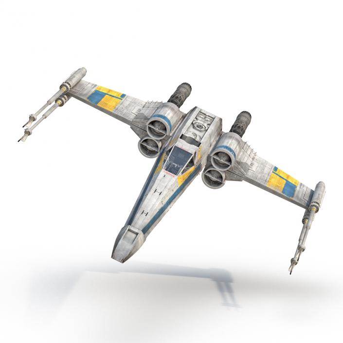 3D model Star Wars X-Wing Starfighter Rigged Blue