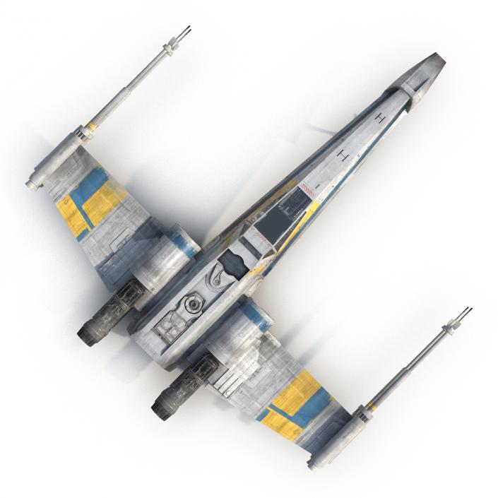 3D model Star Wars X-Wing Starfighter Rigged Blue