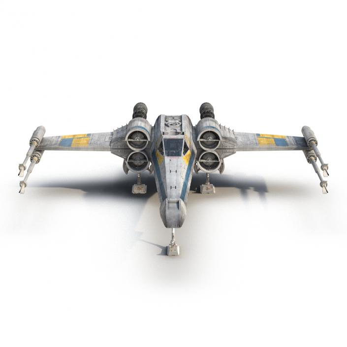 3D model Star Wars X-Wing Starfighter Rigged Blue